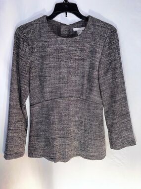 H&M Black and White Textured Long Sleeve Top
